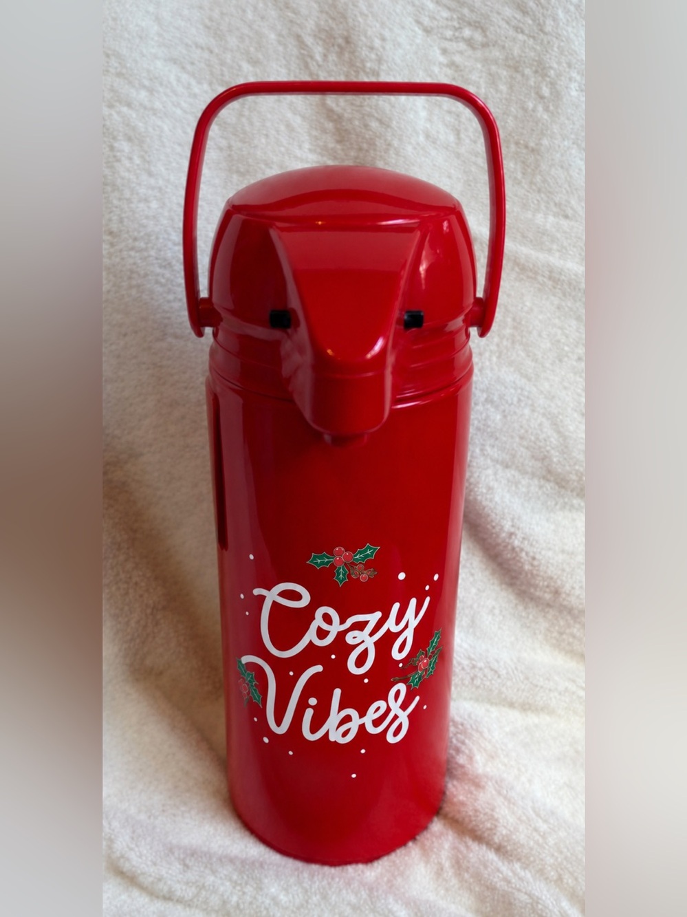 Thermos Red "Cozy Vibes" Christmas
with Handle & Spout New